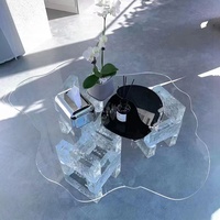 Tables d'appoint en acrylique transparent personnalisées, meubles de luxe pour la maison, l'hôtel, le salon, la chambre à coucher, bureau nuage transparent, table basse