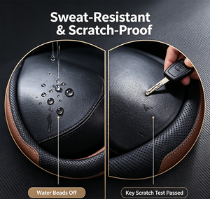 MELCO 15 pouces antidérapant sans odeur pour <span class=keywords><strong>volant</strong></span> de voiture housse de gant universel marron noir en <span class=keywords><strong>cuir</strong></span> PU sport <span class=keywords><strong>Amazon</strong></span> Hot Seller - Product Image 5