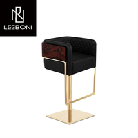 Fabrication de meubles de bar sur mesure Tabouret de bar de luxe moderne noir à cadre en acier inoxydable