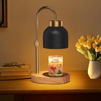 Lampe chauffe-bougie aromatique à intensité variable, style nordique, luxe léger, base en bois, abat-jour noir, lampe de table d'ambiance