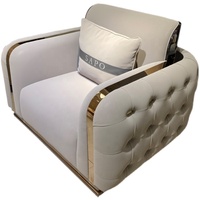 Nouveau Canapé en Cuir Microfibre de Haute Qualité, Ensemble de Canapés 3 Places de Luxe Doré, Meubles de Salon de Luxe