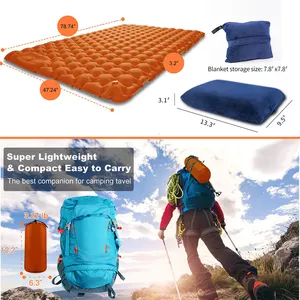 热卖户外充气床垫套装，带睡枕储物毯，用于野营防水强力气垫床垫
