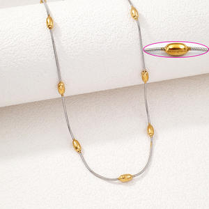 Collar <span class=keywords><strong>de</strong></span> <span class=keywords><strong>Cadena</strong></span> <span class=keywords><strong>de</strong></span> Eslabones con Cuentas <span class=keywords><strong>de</strong></span> Serpiente, Chapado en Oro <span class=keywords><strong>de</strong></span> 18K PVD, <span class=keywords><strong>de</strong></span> Acero Inoxidable, Estilo Italiano, Venta al por Mayor, Unisex, Regalo <span class=keywords><strong>de</strong></span> Aniversario - Product Image 5