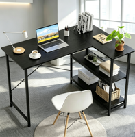 Bureau d'ordinateur à hauteur réglable avec étagères flexibles, table de bureau moderne pour la maison avec rangement multi-niveaux pour ordinateur