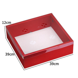IMEE Square - Caja de Regalo para Frutas y Flores de 15 Pulgadas, Color Rojo, Rosa y Negro, Caja para Fresas con Tapa Transparente para Fiestas Navideñas - Product Image 6
