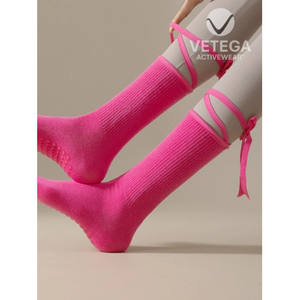 Calcetines de Ballet VETEGA Negros, Acanalados, Hasta el Tobillo, con Tiras, Spandex/Poliéster, para Danza y Ropa Deportiva - Product Image 6