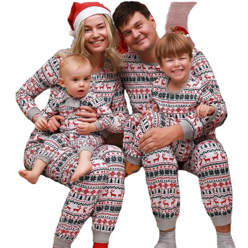 Muestra gratis Navidad 2023 familia mujeres hogar ropa de dormir Navidad pijamas jaula perro Decoración Ropa Pj conjuntos para familia 2024