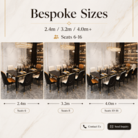 Ensemble de table à manger de luxe italienne, table moderne sur mesure en bois d'ébène pour 10, 12 ou 14 personnes avec ligne en acier inoxydable doré
