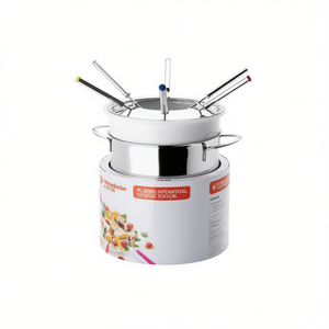 Ensemble de fondue Roma, 6 fourchettes colorées, pot en acier inoxydable avec protection anti-éclaboussures pour fondue au fromage - Product Image 2