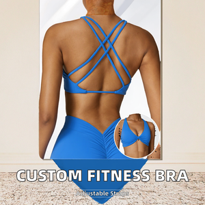 Soutien-gorge de sport noir à maintien élevé et dos croisé, avec logo frontal, style crop top, respirant et à séchage rapide, pour le yoga et l'entraînement, pour femme - Product Image 2