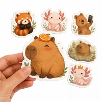 Autocollants personnalisés en vinyle découpés à la forme, résistants au lave-vaisselle, motifs mignons de Capybara et Axolotl, étiquettes adhésives imprimées pour sceller les boîtes d'emballage