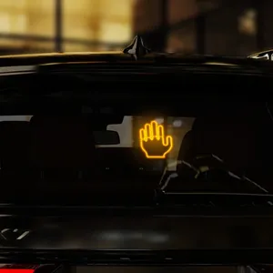 Funny Hand Gesture LED Light Sign Car Accessory Wireless Remote Middle Finger Car Light for Car Window