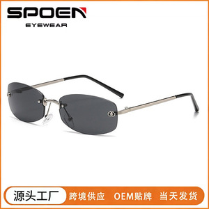 Lunettes de soleil œil de chat sans monture pour femmes, protection UV400, style urbain - Product Image 5