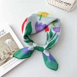 Hot Bán Hàn Quốc Thời Trang Hoa Mô Hình Vuông Khăn & Khăn Tay Mỏng Cotton Linen Cảm Giác Polyester Thoải Mái Phong Cách - Product Image 3