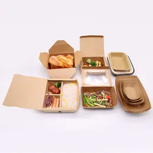 Kingwin Custom Biodegradable Disposable Kraft Paper Fast Food Packing Potato Chips French Fry Hamburger Packaging Burger Box