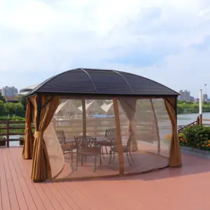 Hot Sale 3X4m Aluminum Hardtop Gazebo Outdoor Garden Party Tent Pergola with Mesh Curtains and Side Walls