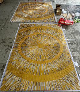 Miroir abstrait avec accent doré Revêtement de façade élégant Revêtement de <span class=keywords><strong>porte</strong></span> Mosaïque en <span class=keywords><strong>verre</strong></span> taillé à la main Carrelage mural Murs intérieurs artisanaux - Product Image 2
