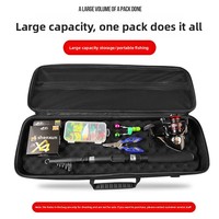 Sac de transport rigide antichoc en EVA pour matériel de pêche 55 cm, étui pour canne, moulinet et accessoires, avec bandoulière et fermeture éclair