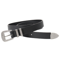 Ceinture pour femme style Dark avec boucle ardillon, rivets lourds et strass, polyvalente pour jeans et tenues streetwear