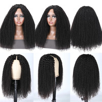 Perruque de cheveux humains brésiliens, sans colle, crépus bouclés, sans dentelle, en forme de V, sans colle, perruques fines en V, vente en gros