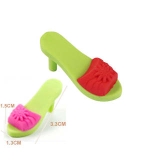 Tutto colorato novità a forma di bambino a matita cartone animato fantasia di gomma signora 3D ragazze scarpe cancelleria tacchi alti gomma - Product Image 3