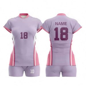 เสื้อกีฬาคุณภาพสูงราคาถูก รับผลิตตามสั่ง บริการ OEM รุ่นใหม่สีชมพู ชุดวอลเลย์บอล - Product Image 2