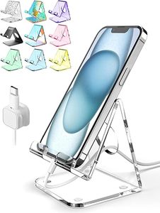 Acrylic Cell <b>Phone</b> Stand Clear <b>Phone</b> Holder for Office Desk Vanity, Kitchen Bedside <b>Table</b> Compatible with iPhone 17 - Product Image 1