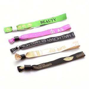 Correa de muñeca de tela con bloqueo de barril personalizado, pulsera de satén para eventos con logotipo de Festival - Product Image 4