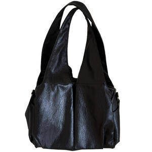 Bolso Tote de Cuero Encerado Negro, Gran Capacidad, Bolsillo con Cremallera, Resistente al Agua, para Uso Diario, Bolso de Hombro y Bandolera - Product Image 5