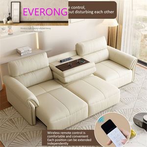 Canapé-lit électrique multifonctionnel, design moderne et épuré, avec télécommande, en cuir de vachette <span class=keywords><strong>première</strong></span> couche, canapé capsule spatiale de <span class=keywords><strong>première</strong></span> <span class=keywords><strong>classe</strong></span> - Product Image 4