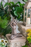 29,2x16,5x38,1 cm Frosch-Gartendekoration Braune Magnesium-Yoga-Froschfigur in Namaste-Posen mit Goldakzenten