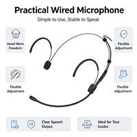 Microphone-casque à condensateur léger omnidirectionnel avec suppression du bruit, réglable pour la diffusion, les églises et les conférences