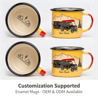 Mug à café vintage en émail, tasse à thé en métal personnalisée, durable, pour expresso, latte, idéal pour la maison, le café et le camping