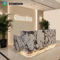 Bureau de réception en marbre Calacatta Violar StoneSun Italy avec tiroirs de rangement, bureau d'accueil de luxe pour salon de beauté