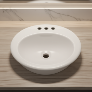 Lavabo da Bagno Ovale in Ceramica Bianca da Incasso 20x18 Pollici con 3 Fori per Rubinetti Design Contemporaneo - Product Image 2