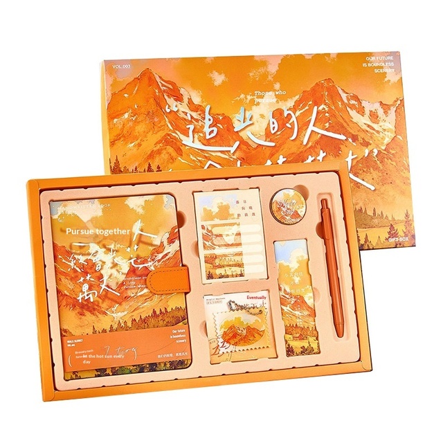 Beautiful Scenery Handbook Stationery Gift Box Set High Color Value Notebook Student Award Souvenir Gift