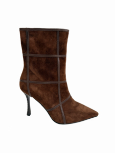 Botines de Ante para Mujer - Diseño Chic con Parches y Rejilla - Botines Cortos de Tacón Alto y Punta Puntiaguda para Mujer - Product Image 1
