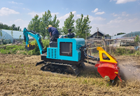 Mini-excavatrice hydraulique diesel sur chenilles 80 CV avec rotoculteur intégré, garantie 1 an, pour usage agricole et domestique, préparation du sol