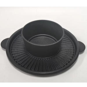 Poêle à frire antiadhésive multifonction en fonte d'aluminium avec doubles poignées, style coréen, pour barbecue et fondue, 300 mm - Product Image 2