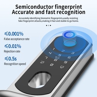 Serrure intelligente multifonction pour porte vitrée avec carte mémoire, contrôle via application Tuya, empreinte digitale et mot de passe, 100 codes d'empreintes digitales et de PIN