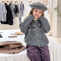 Cardigan en tricot pour enfants, col rond, boutons sur le devant, manches longues, motif floral, pour garçons et filles, vêtements d'extérieur chauds pour l'automne et l'hiver, 90-160cm