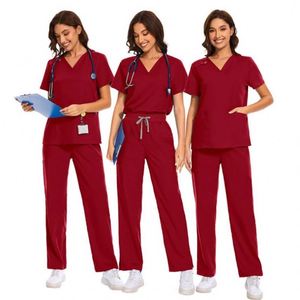 Conjunto de Uniformes Médicos de Pierna Recta con Logotipo Personalizado al por Mayor, Más Vendido, Elástico en 4 Direcciones, Transpirable, para Enfermeras y Salones de Belleza - Product Image 3