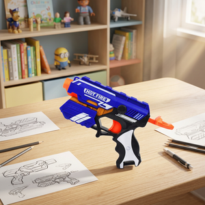 Pistola de Juguete Lanza Dardos Suaves Manual Azul, de Plástico ABS, para Niños, para Fiestas y Juegos - Product Image 1