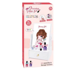 Ensemble de maquillage pour enfants, table à langer princesse en <span class=keywords><strong>bois</strong></span>, 19 pièces, fonction d'assemblage et de rangement, jouet - Product Image 3