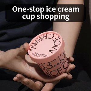 Hộp Đóng Gói Sữa Chua Hình Vuông Hộp Đựng Gelato Sundae Đông Lạnh Thìa Nhựa Cốc Giấy Đựng Kem Thân Thiện Với Môi Trường Bằng Gỗ - Product Image 6