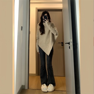 Suéter de Cuello Alto para Mujer Top de Otoño Invierno Manga Murciélago Holgado Nueva Camisa de Punto Casual Irregular para Dama - Product Image 5