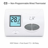 Thermostat filaire C3 moderne à télécommande numérique, résistant au feu, écologique, pour chaudière à gaz, non programmable, pour salon et hôtel