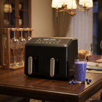 Nouvelle friteuse à air carrée de luxe en acier inoxydable 8L, écran LED numérique tactile, nettoyage facile, haute qualité, 1700W, électrique, pour la maison