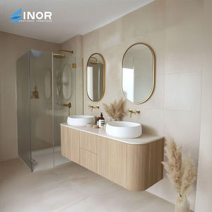 อ่างล้างหน้าในห้องน้ำทำจากไม้วอลนัทร่วมสมัยพร้อมแสงที่ทันสมัยและการจัดเก็บที่ซ่อนอยู่เหมาะสำหรับห้องครัวที่ทันสมัย - Product Image 4