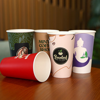 Gobelets en papier jetables personnalisés avec logo imprimé, 12 oz, 16 oz, à paroi simple ou double, pour café, thé, boissons, qualité alimentaire